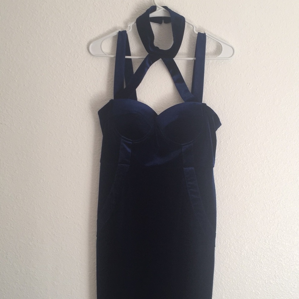 Royal blue velvet dress
